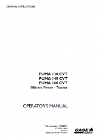 repair manual Case 130CVT/145CVT/160CVT Tractors PDF OPERATOR’S MANUALS