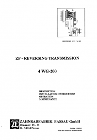 repair manual ZF-REVERSING TRANSMISSION 4WG-200 Operation and Maintenance Manual PDF