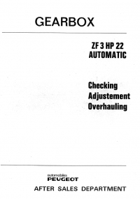 repair manual ZF - 3 HP22 AUTOMATIC Gearbox Checking Adjustment Overhauling Manual PDF