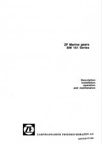 repair manual ZF Marine Gear BW161 Operation and Maintenance Manual PDF