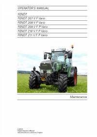 repair manual Fendt Tractor 200 VFP Vario Maintenance Operator’s Manual PDF