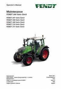 repair manual Fendt Tractor 200 Vario Gen3 Maintenance Operator’s Manual PDF
