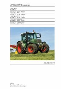 repair manual Fendt Tractor 207, 208, 209, 210, 211 Vario Maintenance Operator’s Manual PDF