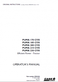repair manual Case Puma 170CVX 185CVX 200CVX 215CVX 230CVX PDF Operator’s manuals