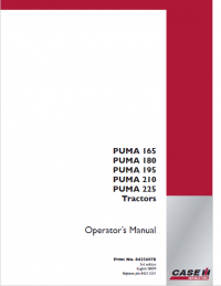 repair manual CASE PUMA 165/180/195/210/225 PDF Operator’s manuals