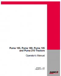 repair manual Case Puma 165/180/195/210 PDF Operator’s manuals