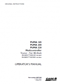 repair manual Case Puma 185/200/220/Tier 4B tractors PDF Operators manuals