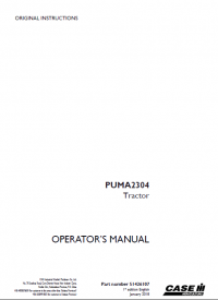 repair manual Case Puma 2304 Tractors PDF Operatots manual