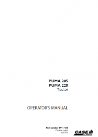 repair manual Case PUMA 205 and 225 tractors PDF Operators manual