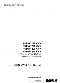 repair manual Case 185CVX, 200CVX, 220CVX, 240CVX, T4B tractors PDF Operators manuals