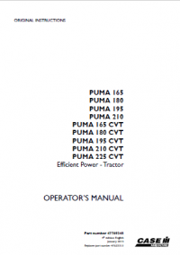 repair manual CASE 165(CVT), 180(CVT), 195(CVT), 210(CVT), 225CVT Tractors PDF OPERATOR’S MANUAlS