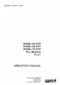 repair manual CASE 150CVT 165CVT 175CVT and Tier 4B Tractors Operator’s Manual PDF