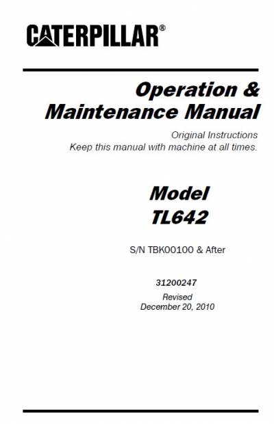 Caterpillar Telehandler TL642 Operation Maintenance Manual
