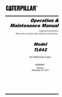 repair manual Caterpillar Telehandler TL642 Operation & Maintenance Manual PDF