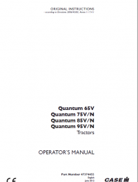 repair manual Case Quantum 65V 75V(N) 85V(N) 95V(N)PDF Operator’s manual
