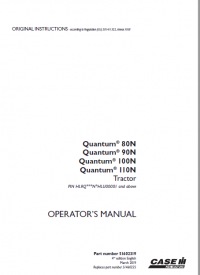 repair manual Case Quantum 80N 90N 100N 110N tractor PDF Operator’s manual
