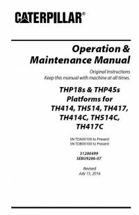 repair manual Caterpillar Telehandler THP18s & THP45s Operation & Maintenance Manual PDF