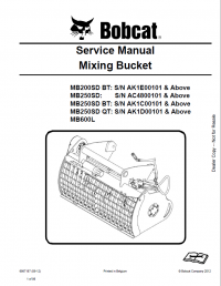 repair manual Bobcat Mixing Bucket MB200SD/250SD/600L Service Manual PDF