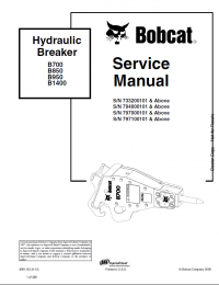 repair manual Bobcat Hydraulic Breaker B700, B850, B950, B1400 Service Manual PDF