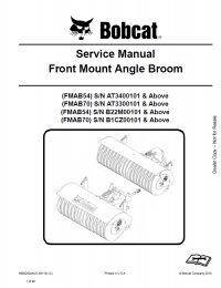 repair manual Bobcat Front Mount Angle Broom FMAB54/70 Service Manual PDF