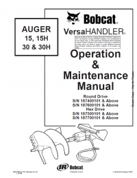 repair manual Bobcat Auger 15, 15H, 30, 30H Operation and Maintenance Manual PDF