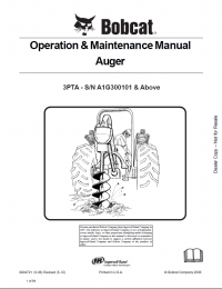 repair manual Bobcat Auger 3PTA Operation and Maintenance Manual PDF