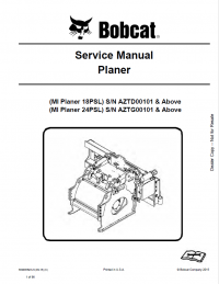 repair manual Bobcat Planer MI Planer 18 PSL, 24 PSL Service Manual PDF