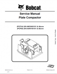 repair manual Bobcat Plate Compactor PCF34, PCF64 Service Manual PDF