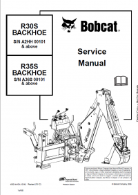 repair manual Bobcat R30S, R35S Backhoe Service Manual PDF