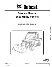 repair manual Bobcat 3650 Utility Vehicle Service Manual PDF