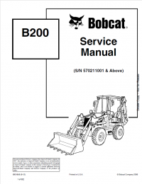 repair manual Bobcat Loader Backhoe B200 Service Manual PDF