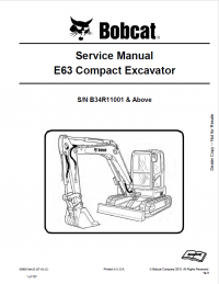 repair manual Bobcat E63 Compact Excavator Service Manual PDF