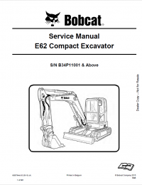 repair manual Bobcat E62 Compact Excavator Service Manual PDF
