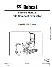 repair manual Bobcat E08 Compact Excavator Service Manual PDF
