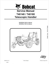 repair manual Bobcat T40140, T40180 Telescopic Handler Service Manual PDF