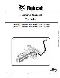 repair manual Bobcat Trencher BT1090, BT2120 Service Manual PDF