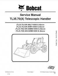 repair manual Bobcat TL35.70(X) Telescopic Handler Service Manual PDF