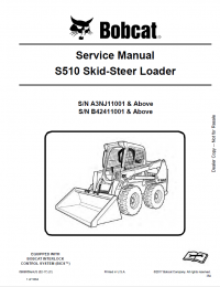 repair manual Bobcat S510 Skid-Steer Loader Service Manual PDF