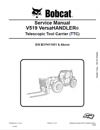 repair manual Bobcat V519 VersaHANDLER Telescopic Tool Carrier Service Manual PDF