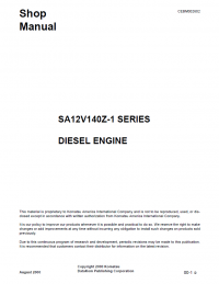 repair manual Komatsu Diesel Engine SA12V140Z-1 series Shop Manual PDF