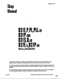 repair manual Komatsu D31E/P/P/PL/PLL/S/Q-20/20A and D37E/P-5/5A Bulldozers Shop Manual PDF
