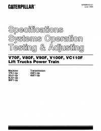 repair manual Cat Lift Trucks V70F, V80F, V90F, V100F, VC110F Testing & Adjusting Manual PDF