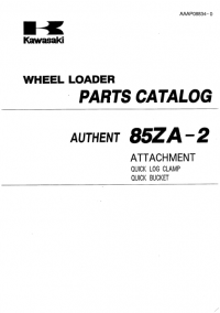 spare parts catalog Kawasaki Wheel Loader AUTHENT 85ZA-2 Parts Catalog PDF