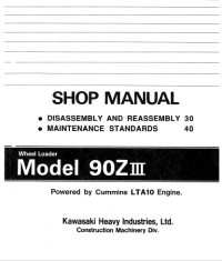 repair manual Kawasaki Wheel Loader 90ZIII Shop Manual PDF