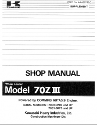 repair manual Kawasaki Wheel Loader 70ZIII Set of Shop Manual PDF