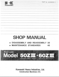 repair manual Kawasaki Wheel Loader 50ZIII, 60ZIII Set of Shop Manual PDF