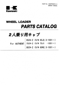 spare parts catalog Kawasaki Wheel Loader AUTHENT 65ZA-2, 70ZA-2, 80ZA-2 Parts Catalog PDF