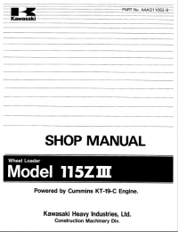 repair manual Kawasaki Wheel Loader 115ZIII Set of Shop Manual PDF