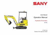 repair manual Sany Hydraulic Excavator SY16C Operation Manual PDF