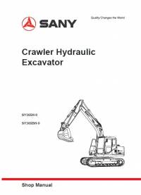 repair manual Sany Crawler Hydraulic Excavator SY365H-9, SY365BH-9 Shop Manual PDF
